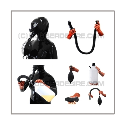 Deluxe NEORGA gasmask-zipperhood-system ULTIMATE-N with tube-set, sniffdildo, inhaler-set and rebreathing-bag-set